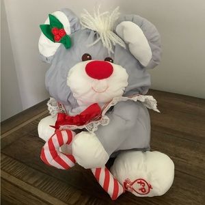 Vintage 1987 Fisher Price Puffalump Christmas Mouse with a Candy Cane